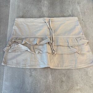 tan ruffle mini skirt